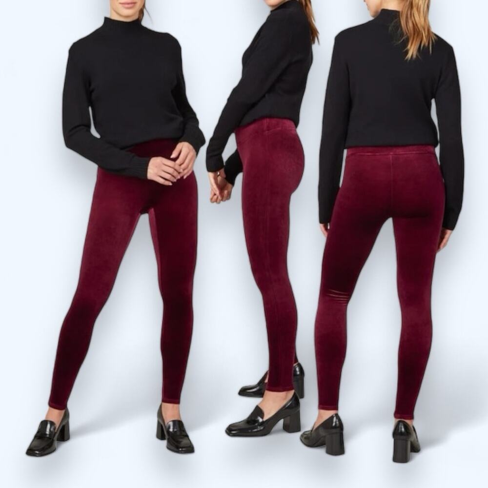 SPANX‎ Velvet Leggings Power Waistband Rich Burgundy Small